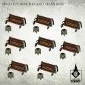 HIVE CITY BENCHES AND TRASH BINS