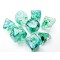 Lustrous Polyhedral Azurite/gold 7-Die Set