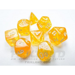 Lustrous Polyhedral Azurite/gold 7-Die Set