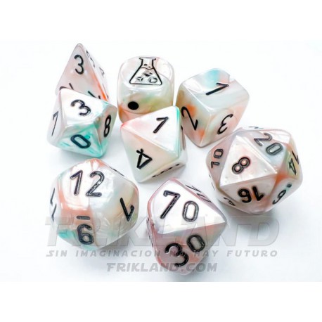 Borealis Polyhedral Blood Orange/white Luminary™ 7-Die Set