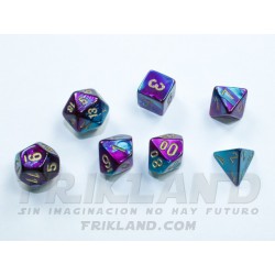 Gemini® Mini-polyhedral Purple-teal/gold 7-die Set (PREPEDIDO)