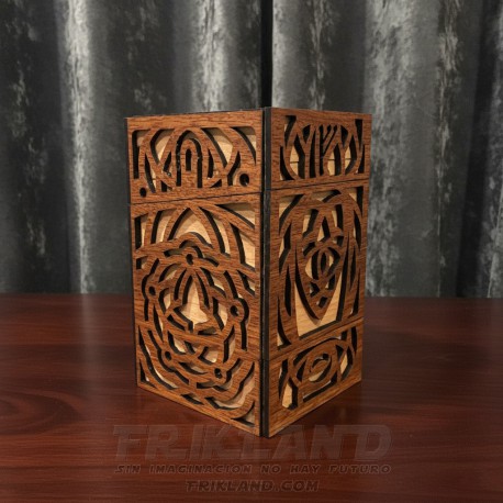 Caja de Madera Premium Artesanal para Mazos de El Señor de los Anillos | Con Cajón para Dados y Ventana Expositiva