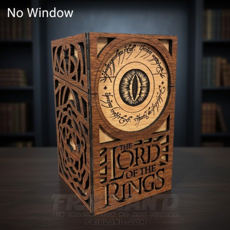 Caja de Madera Premium Artesanal para Mazos de El Señor de los Anillos | Con Cajón para Dados y Ventana Expositiva