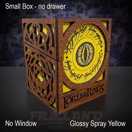 Caja de Madera Premium Artesanal para Mazos de El Señor de los Anillos | Con Cajón para Dados y Ventana Expositiva