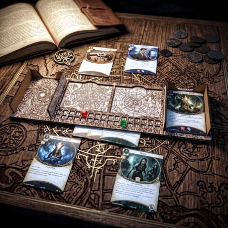 Tablero de juego para Arkham Horror LCG – Mitos, Agenda y panel de actos con marcadores integrados