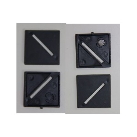 10 bases cuadradas de 25mm con anclaje para imán y ranura oblicua
