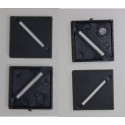 10 bases cuadradas de 25mm con anclaje para imán y ranura oblicua
