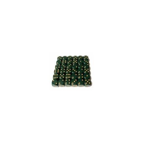 Opaque 12mm d6 Dusty Green/gold (36 Dice)
